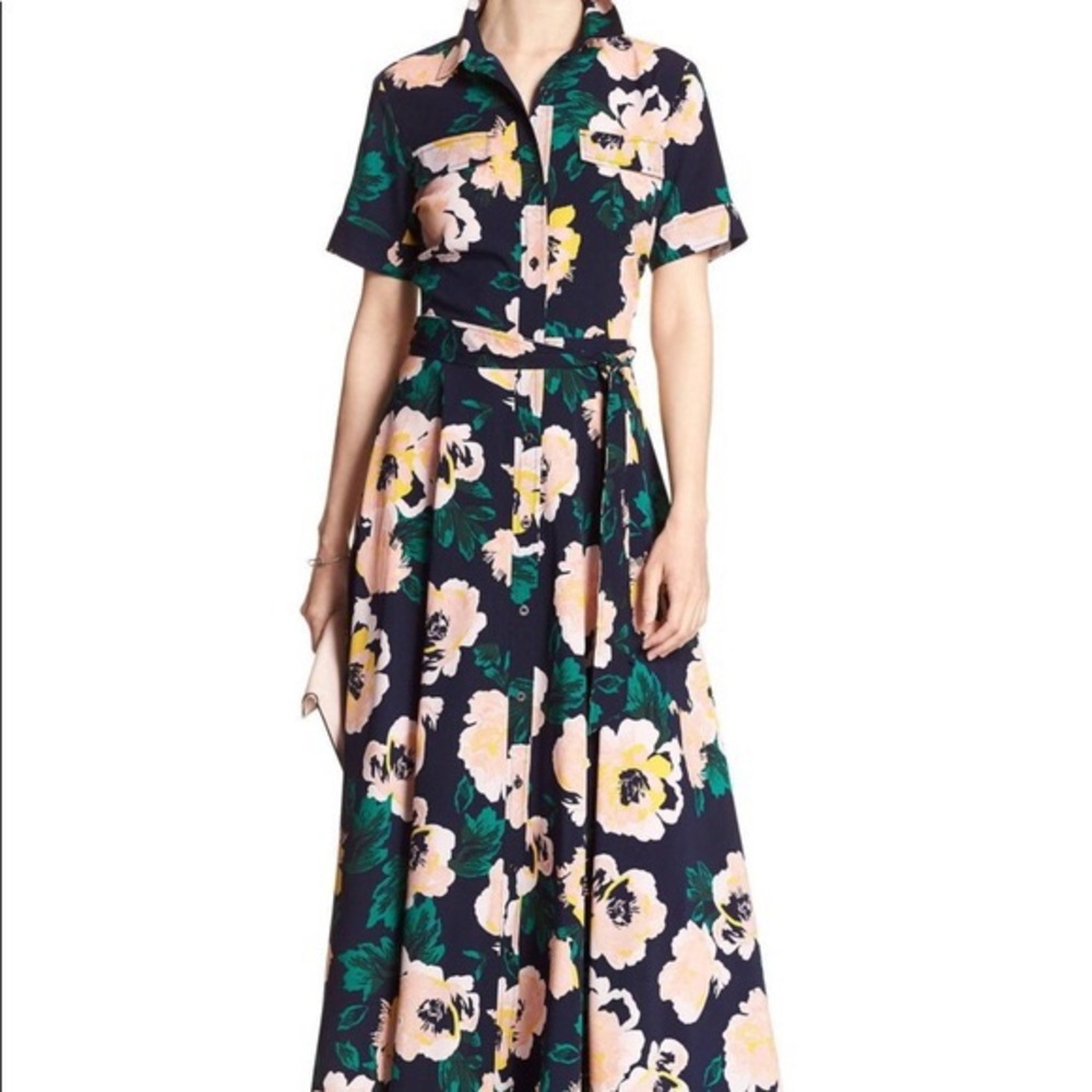 Banana Republic Floral Belted Maxi Shirt Dress